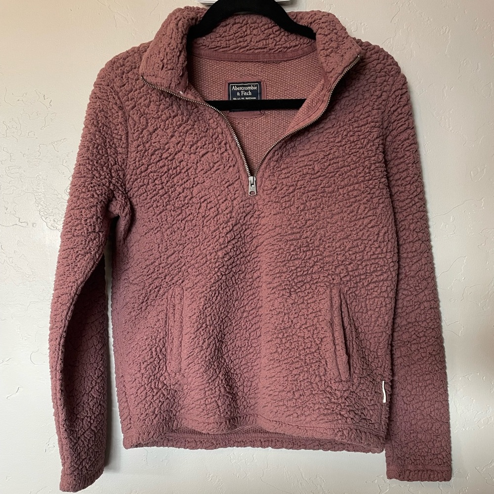 Abercrombie & Fitch 1/4 Zip Purple Sherpa Pullover